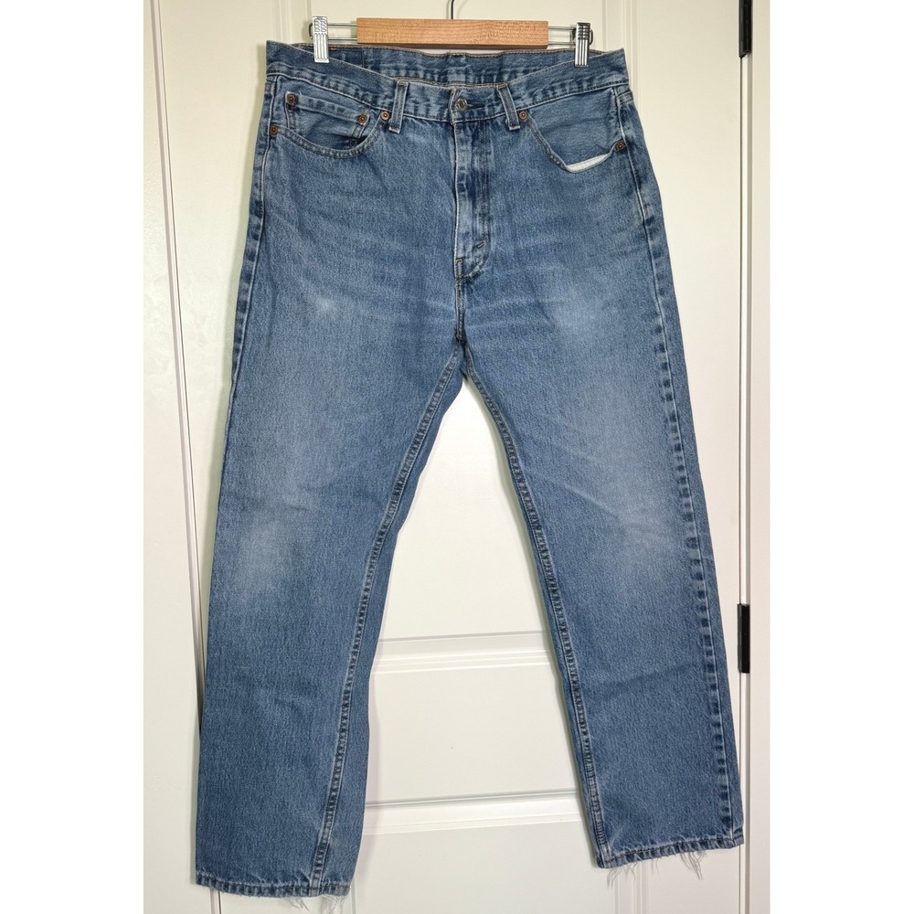 Levi Strauss 505 Mens Jeans Size 36x32‎ Medium Wash Straight Leg Denim